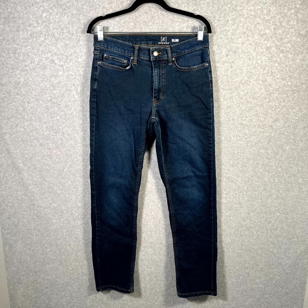 George Straight Jeans Womens 28x30 Blue‎ Denim Cotton Slim Fit Dark Wash Casual